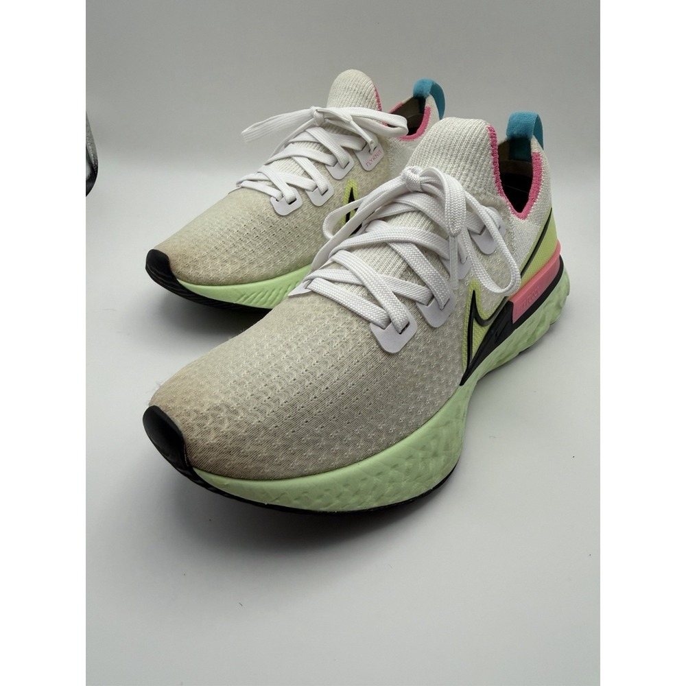Nike React Infinity Run Flyknit White Volt Pink Women's Running Shoes Size 8 - Picture 3 of 7
